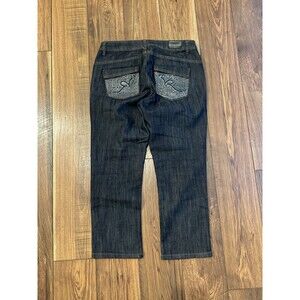 Y2K Rocawear Jeans Womens Sz 9 Blue Denim Embellished Studded Flap Pockets 2000s
